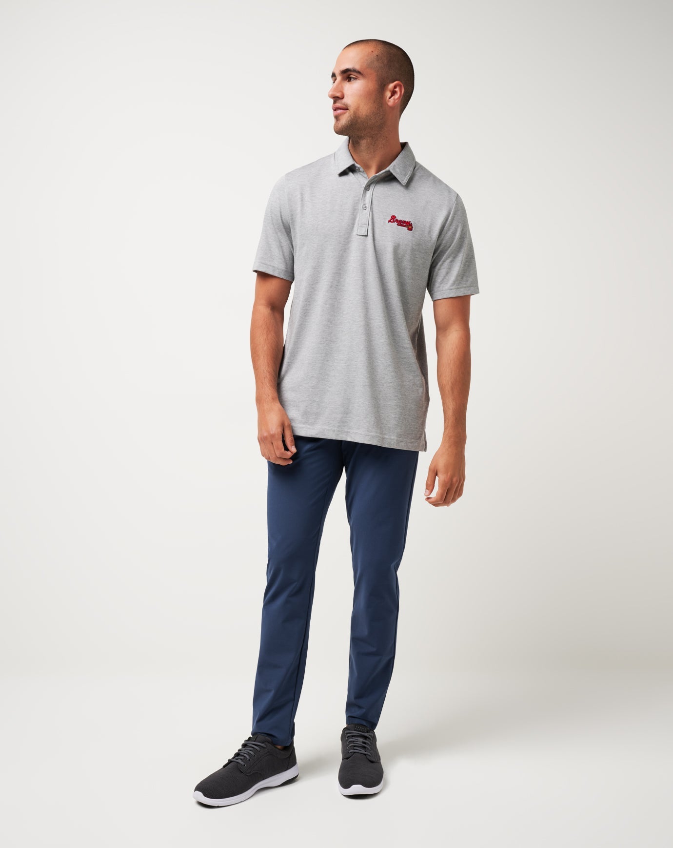 Atlanta Braves The Zinna Polo Men|New/Heather Grey