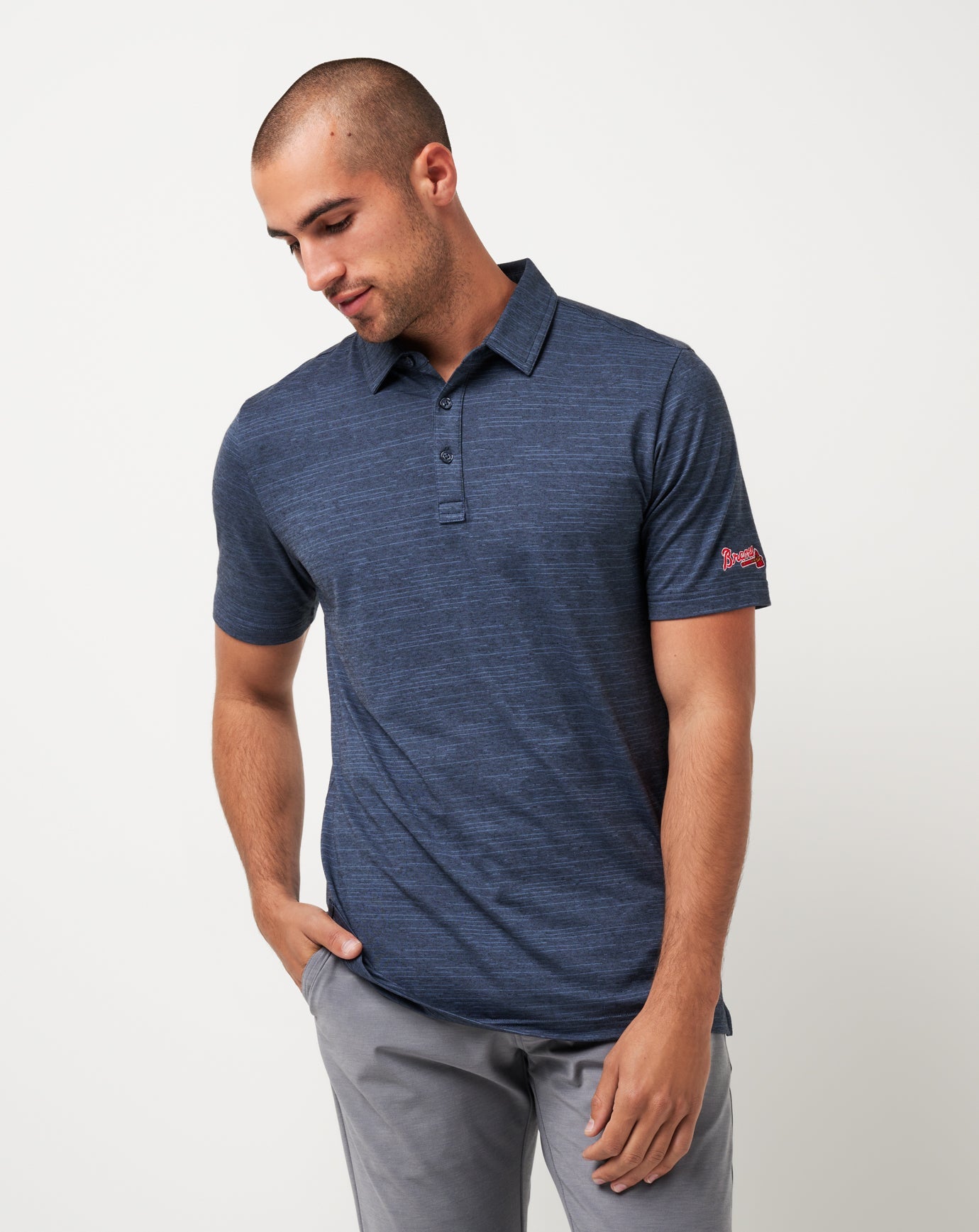 Atlanta Braves The Heater Polo Men|New/Vintage Indigo/Black