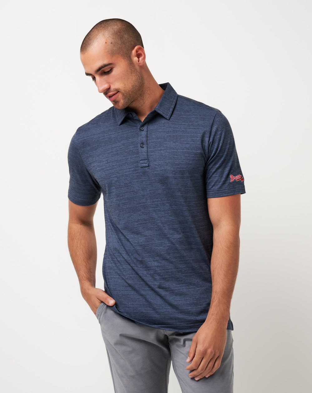 Atlanta Braves The Heater Polo Men|New/Vintage Indigo/Black