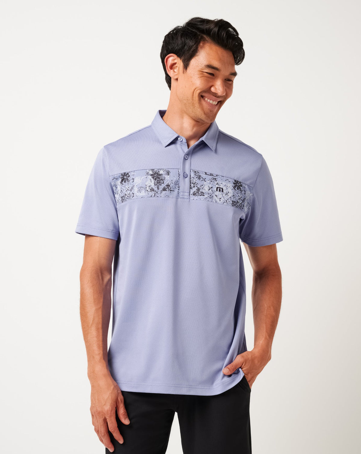 Good Good Chest Stripe Polo Men|Golf/Heather Violet Storm