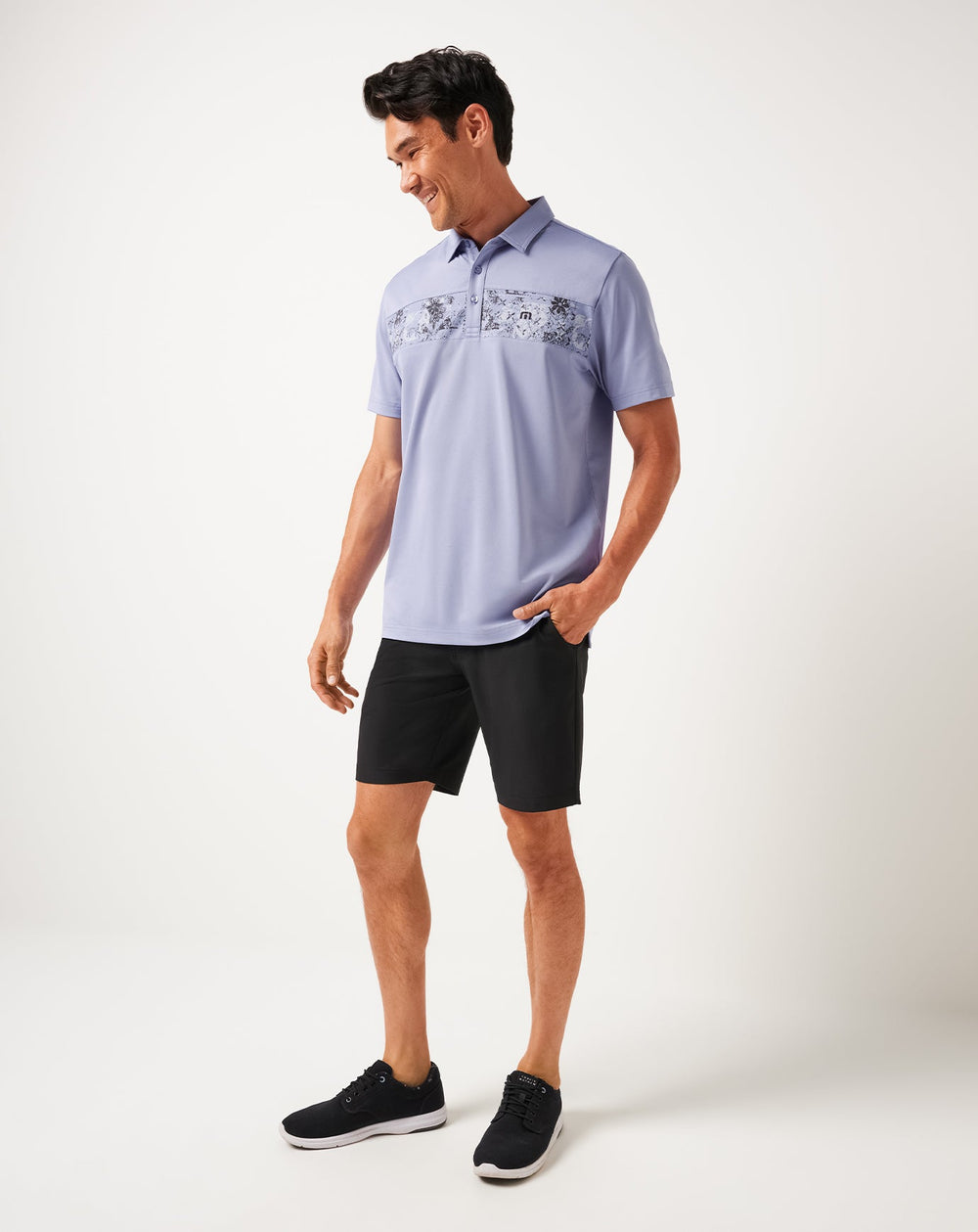 Good Good Chest Stripe Polo Men|Golf/Heather Violet Storm