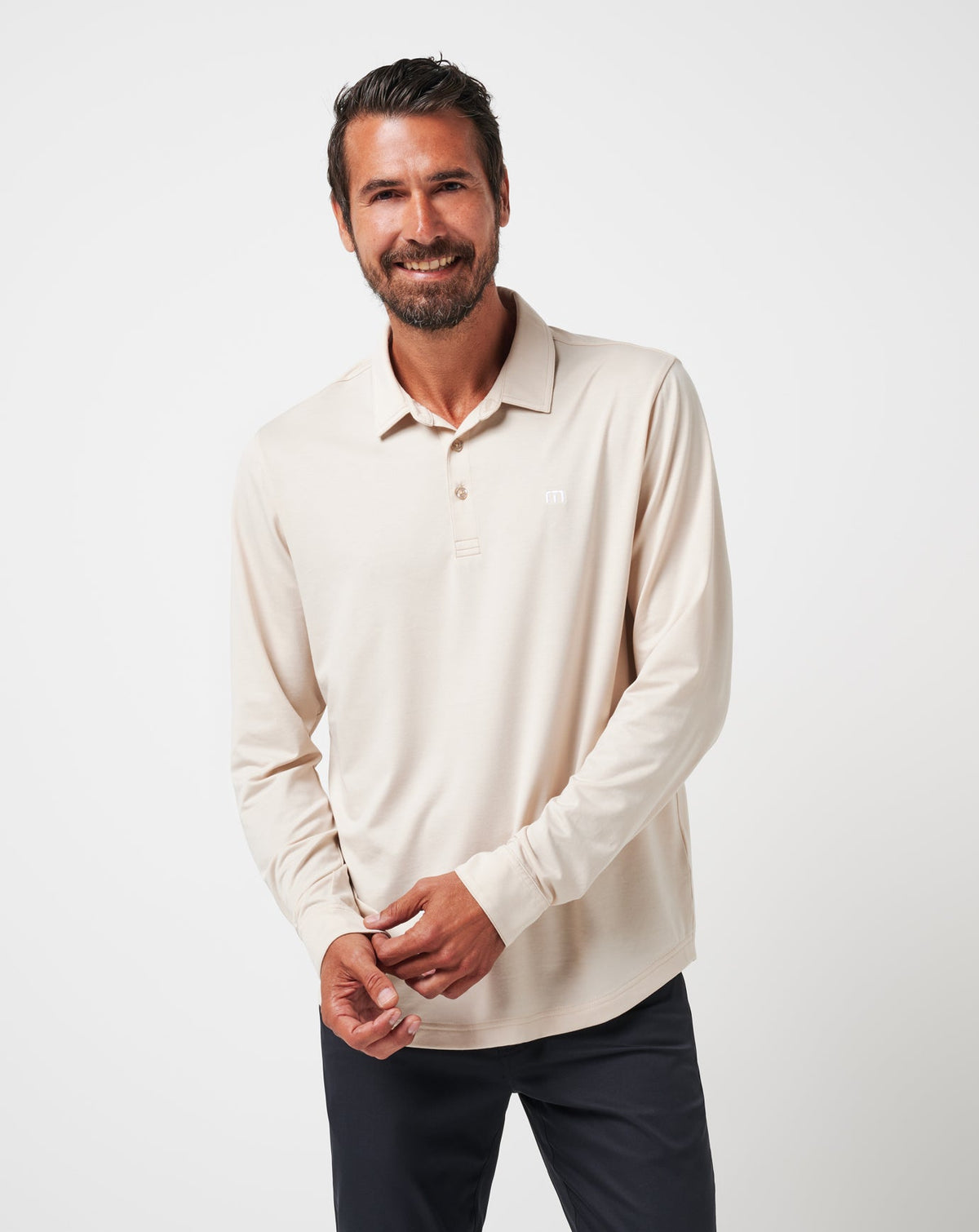 Featherweight Long Sleeve Polo Men/Italian Sand