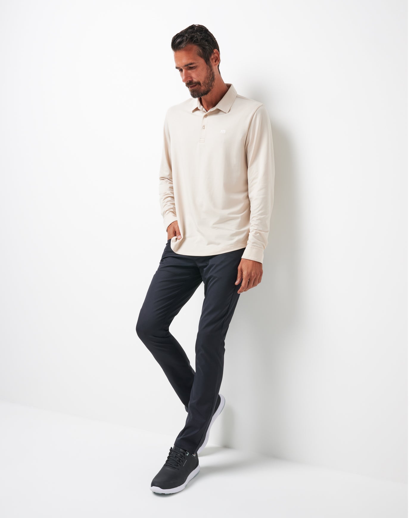 Featherweight Long Sleeve Polo Men/Italian Sand