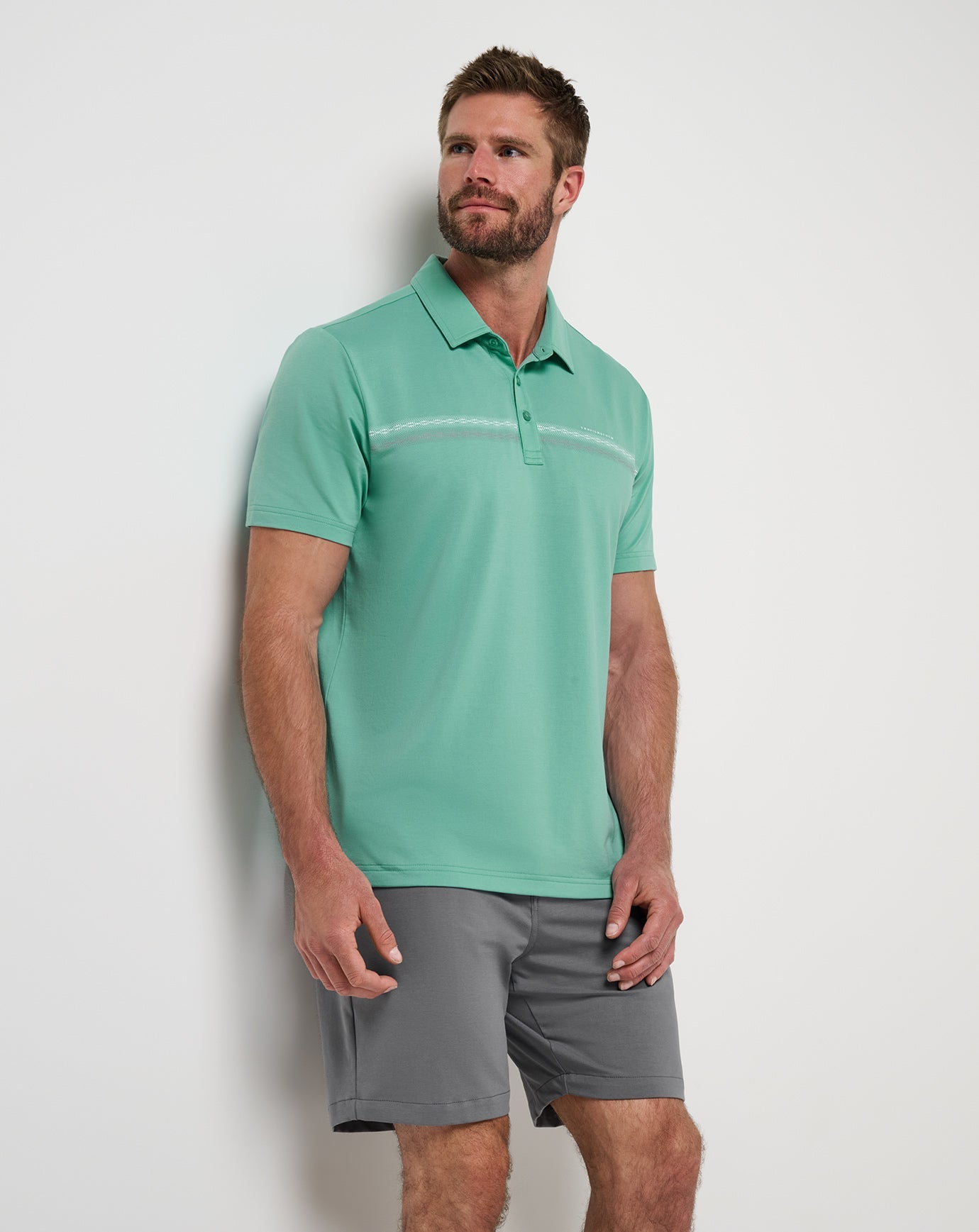 Featherweight Chest Stripe Polo Men|Golf/Wasabi