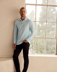 Featherweight Long Sleeve Polo Men/Cory Blue
