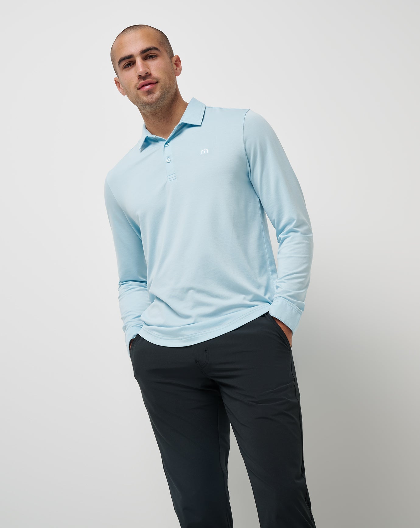 Featherweight Long Sleeve Polo Men/Cory Blue