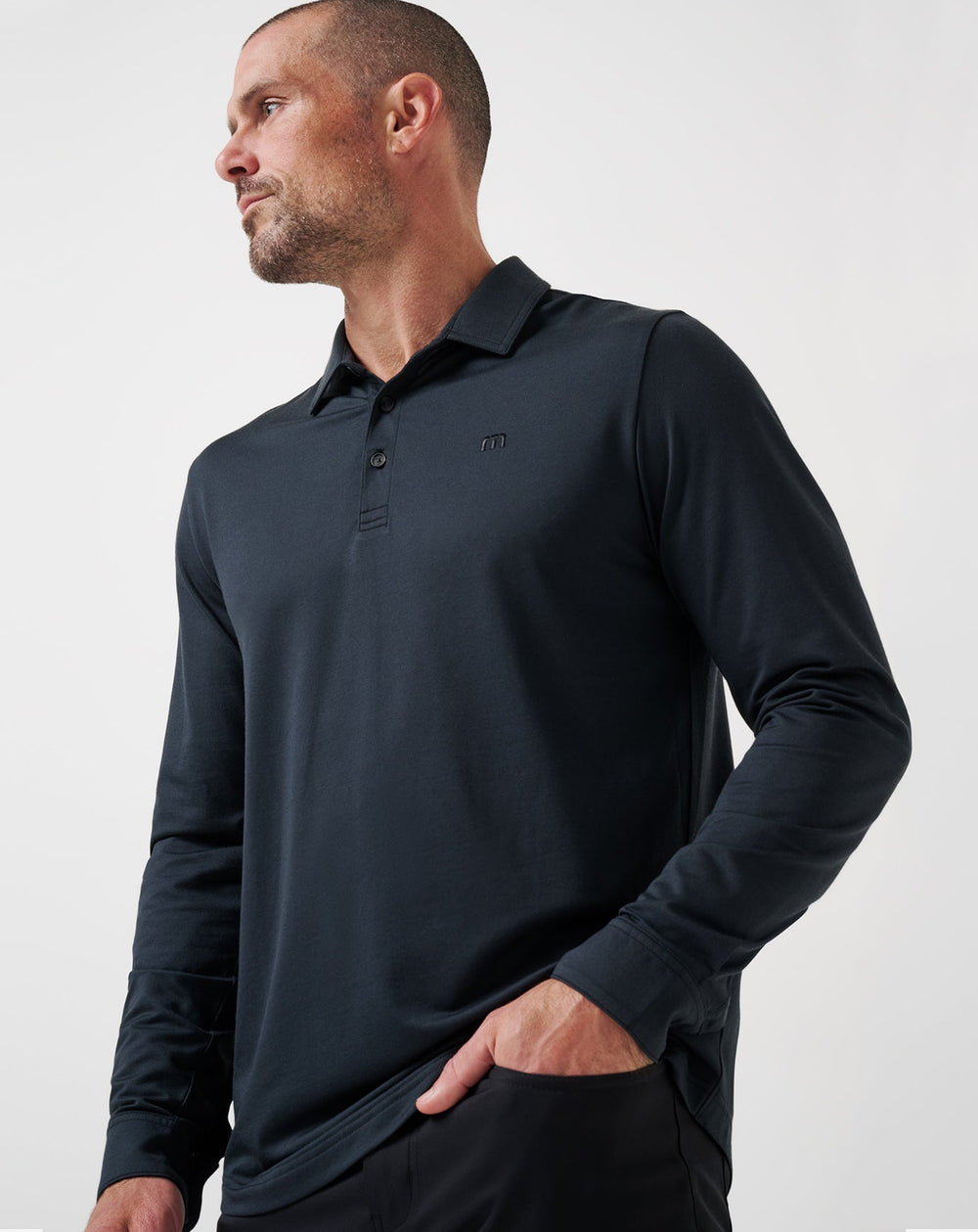 Featherweight Long Sleeve Polo Men/Black
