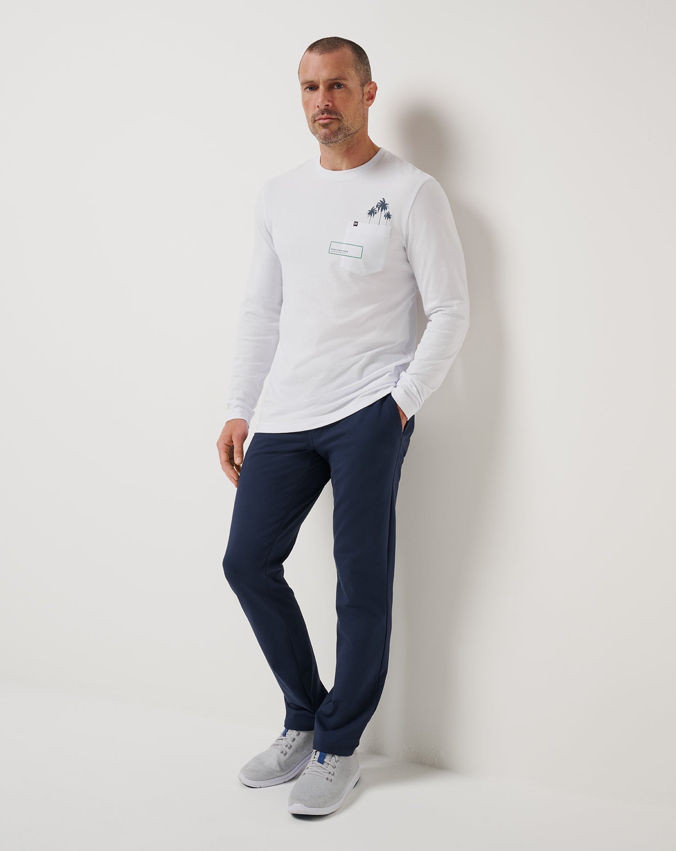 Reef Stop Long Sleeve Tee Men/White