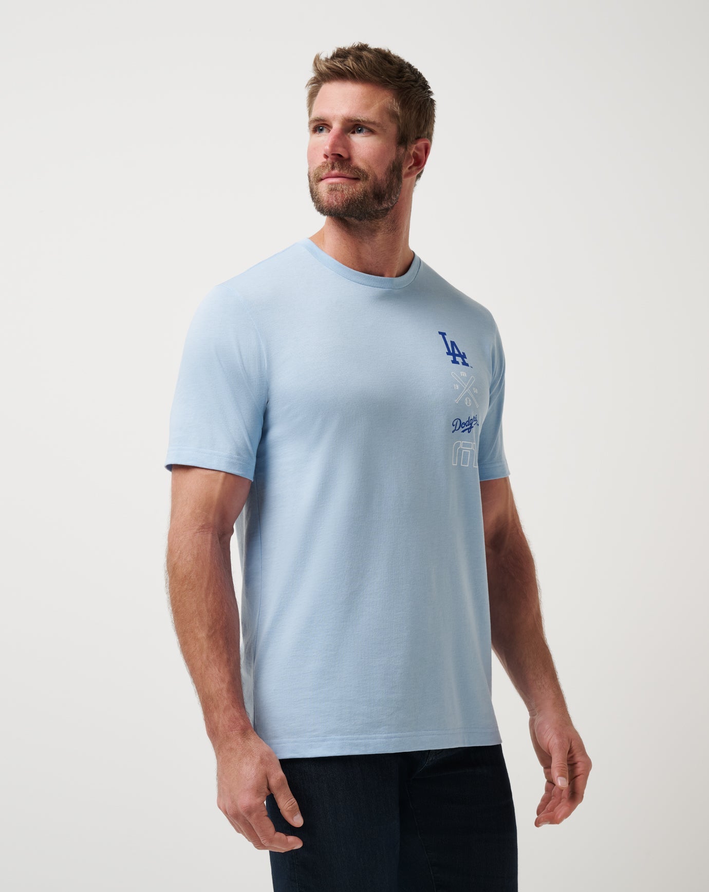 Los Angeles Dodgers Sunset Slam 2.0 Tee Men|Game Day|New/Heather Blue