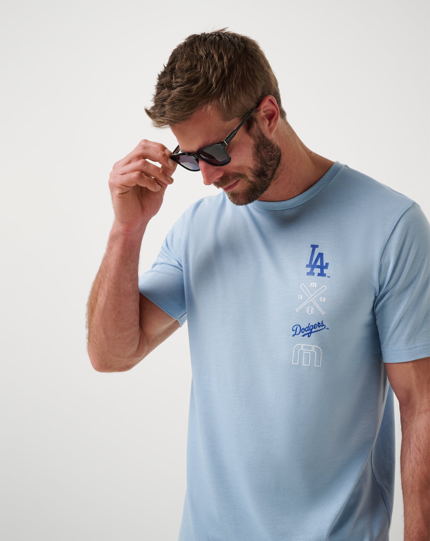 Los Angeles Dodgers Sunset Slam 2.0 Tee Men|Game Day|New/Heather Blue