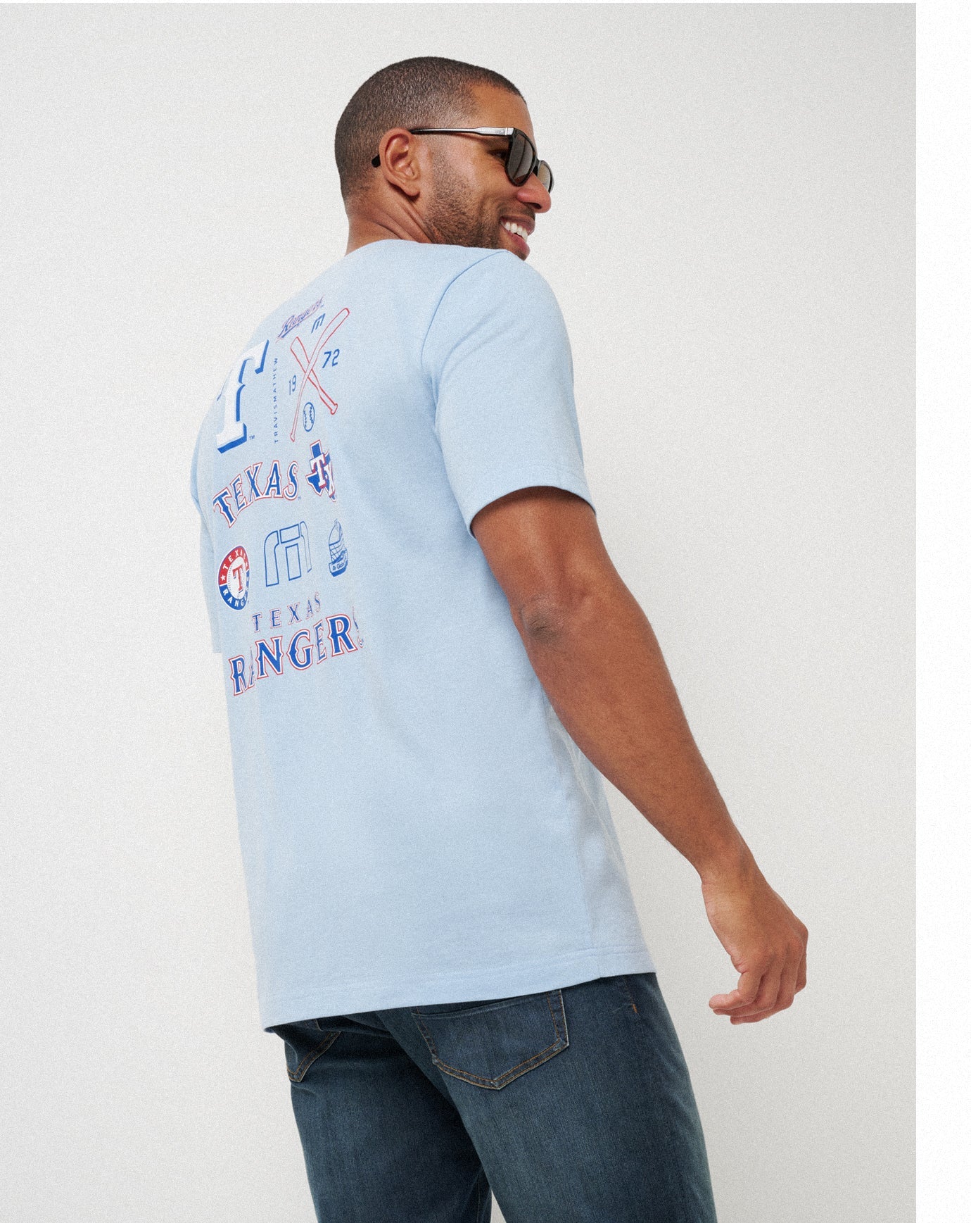 Texas Rangers Friendly Rivalry Tee Men|New/Heather Blue