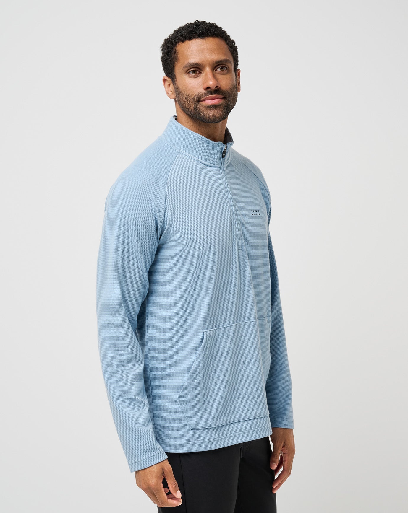 Performance Waffle Quarter Zip Men|Golf/Dusty Blue