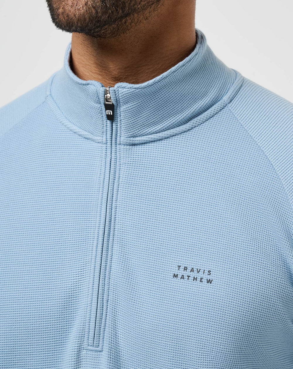 Performance Waffle Quarter Zip Men|Golf/Dusty Blue