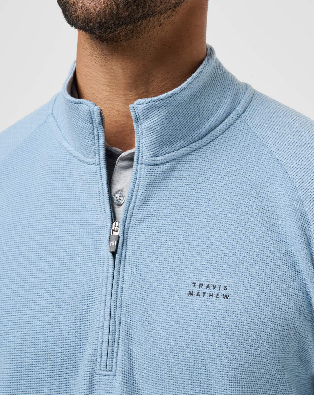 Performance Waffle Quarter Zip Men|Golf/Dusty Blue