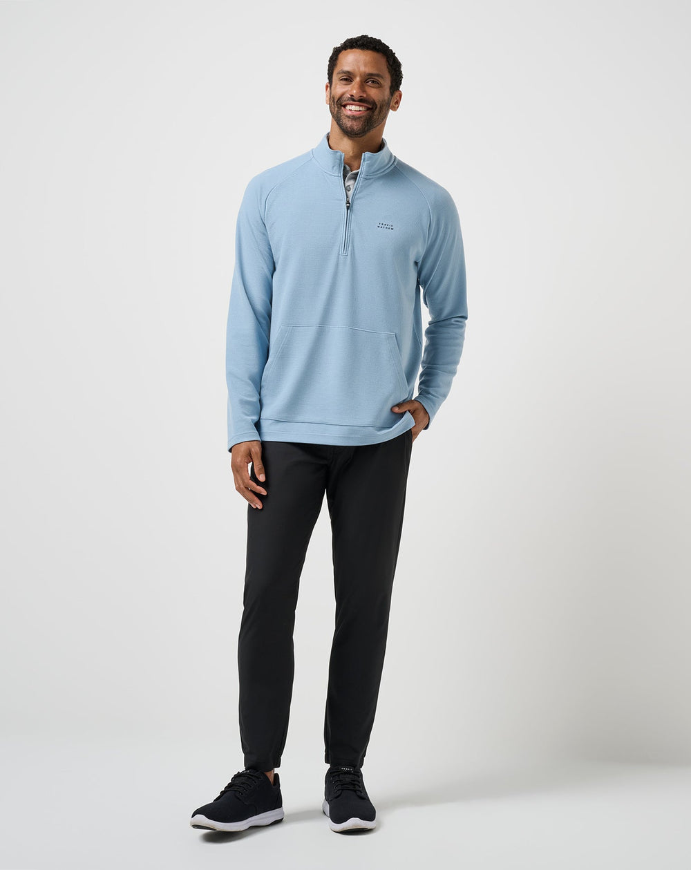 Performance Waffle Quarter Zip Men|Golf/Dusty Blue