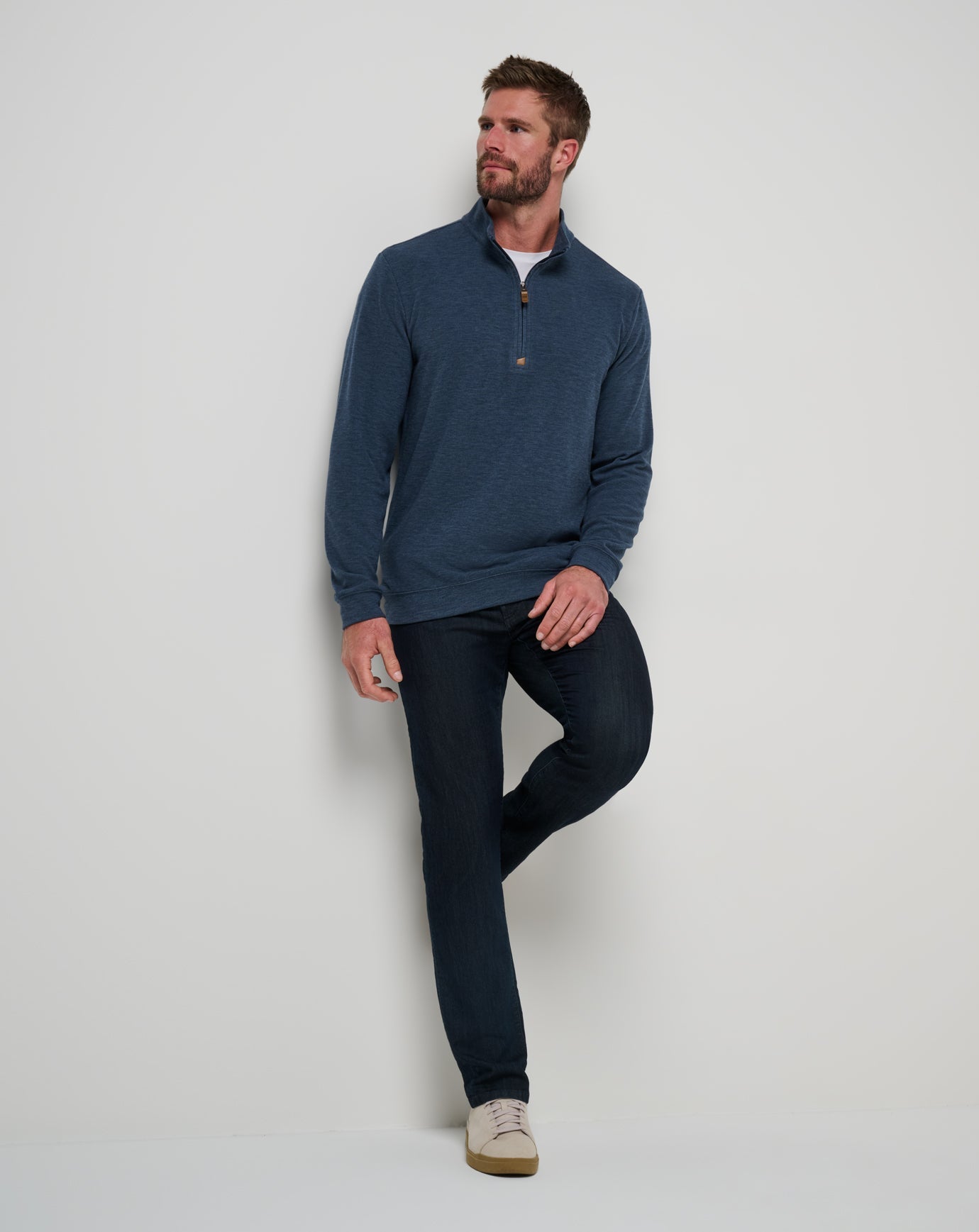 Cloud Sweater Quarter Zip Men/Heather Navy