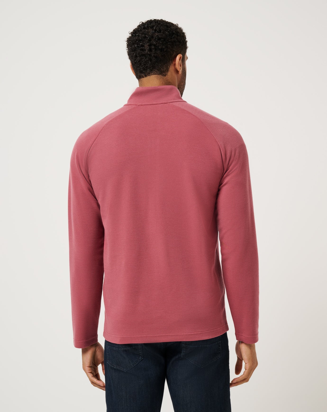Performance Waffle Quarter Zip Men|Golf/Roan Rouge