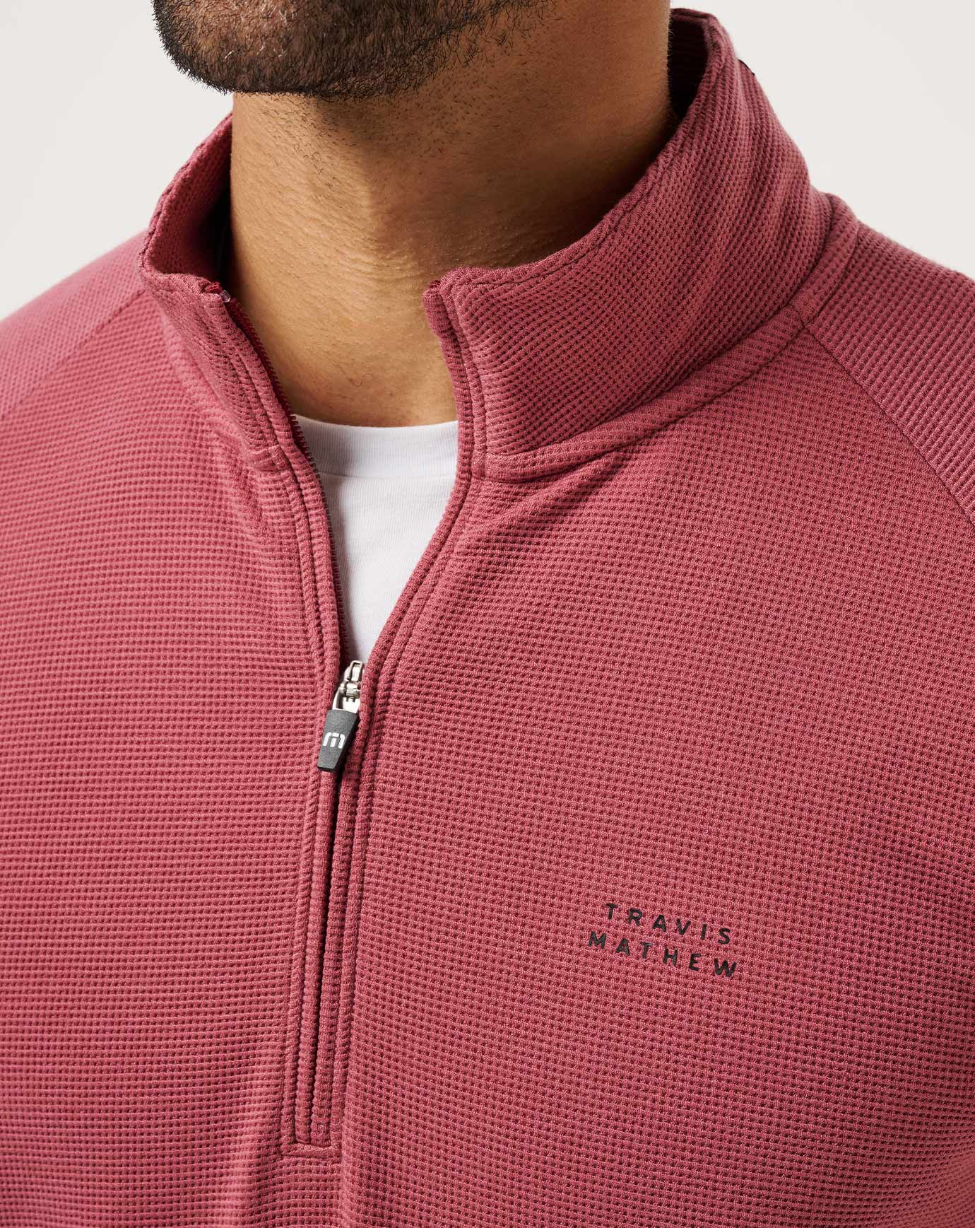 Performance Waffle Quarter Zip Men|Golf/Roan Rouge