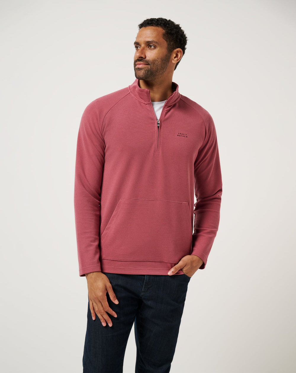 Performance Waffle Quarter Zip Men|Golf/Roan Rouge
