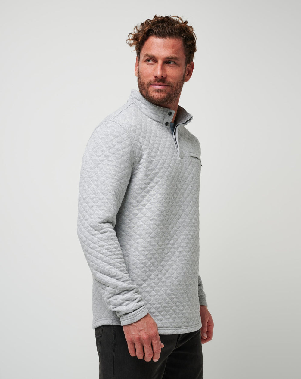 Transatlantic Quarter Zip Men/Heather Light Grey