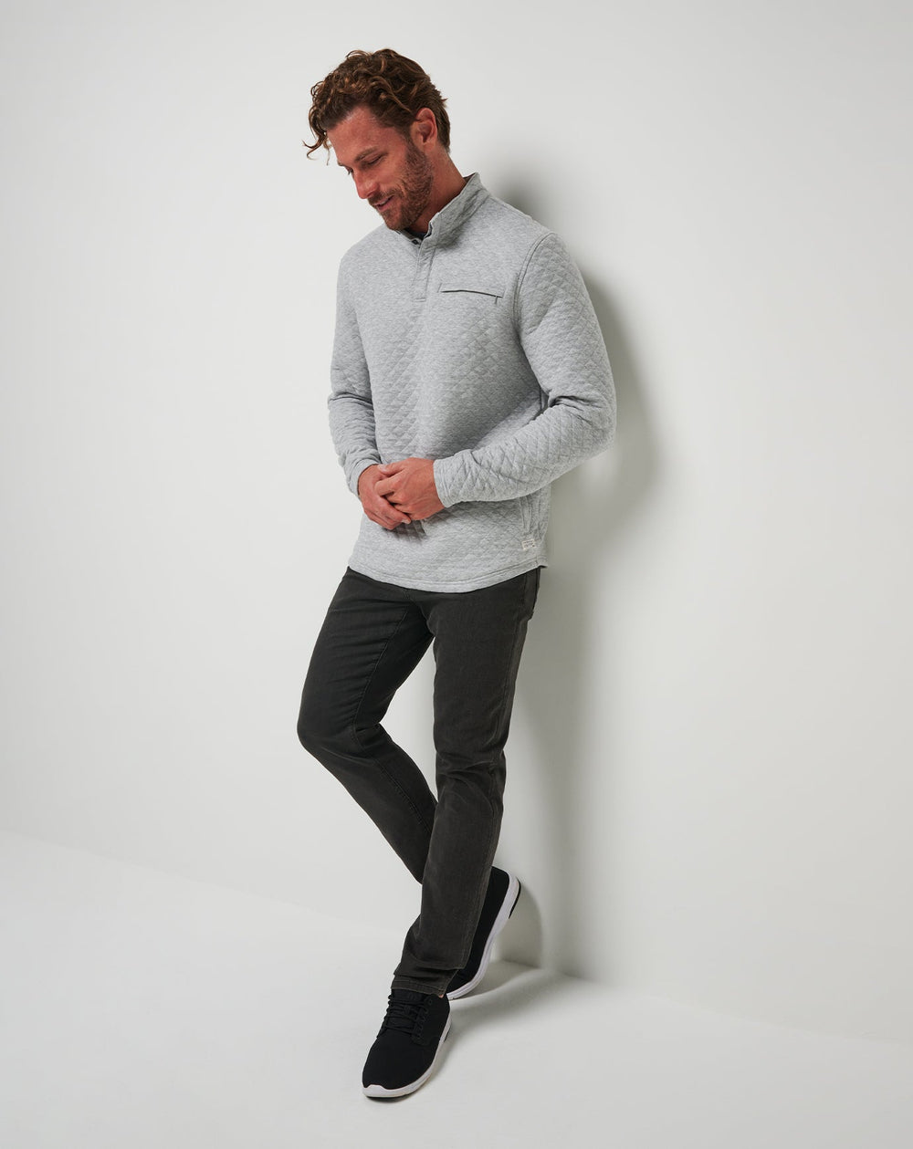 Transatlantic Quarter Zip Men/Heather Light Grey