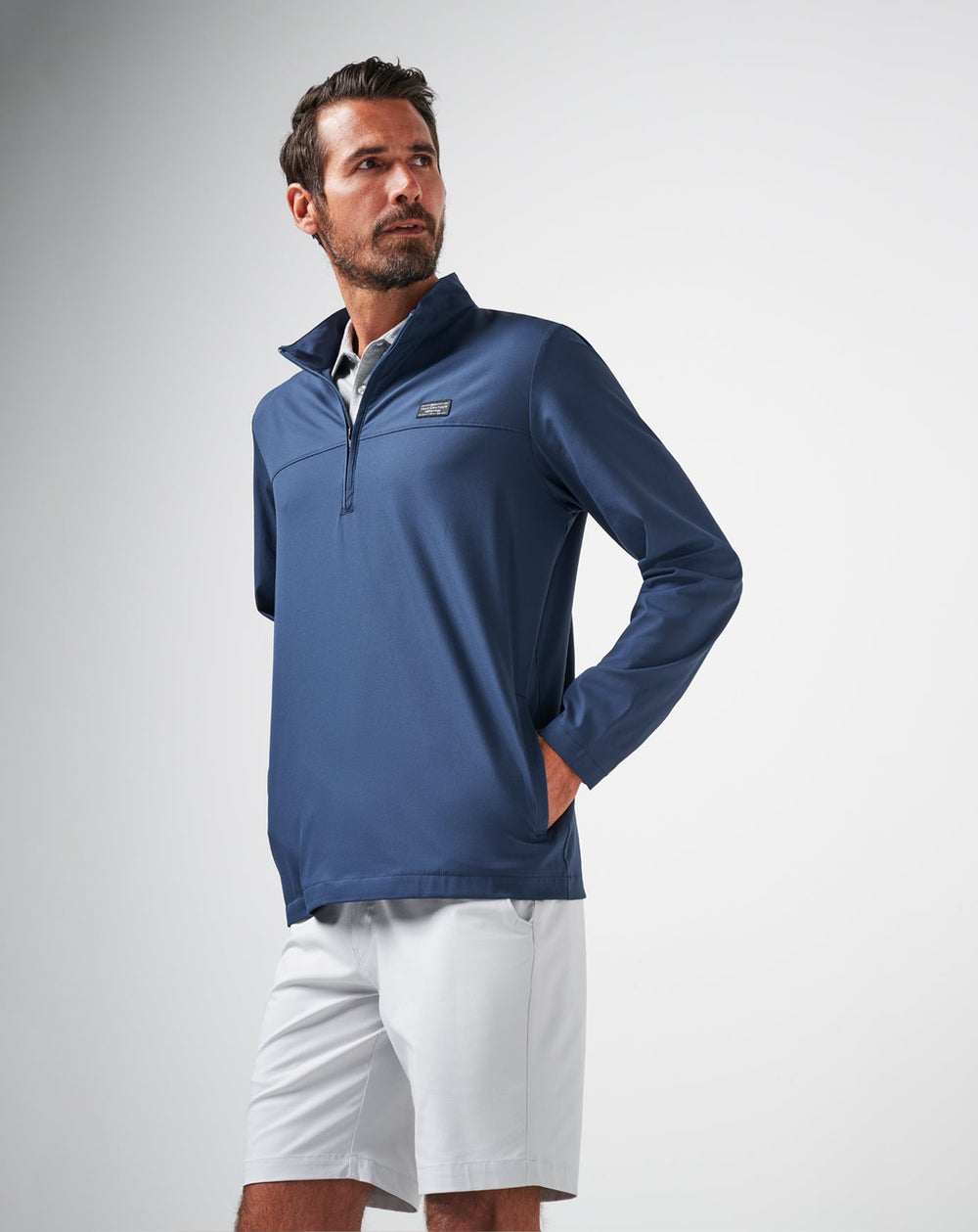 Wanderlust Quarter Zip Men|Golf/Mood Indigo