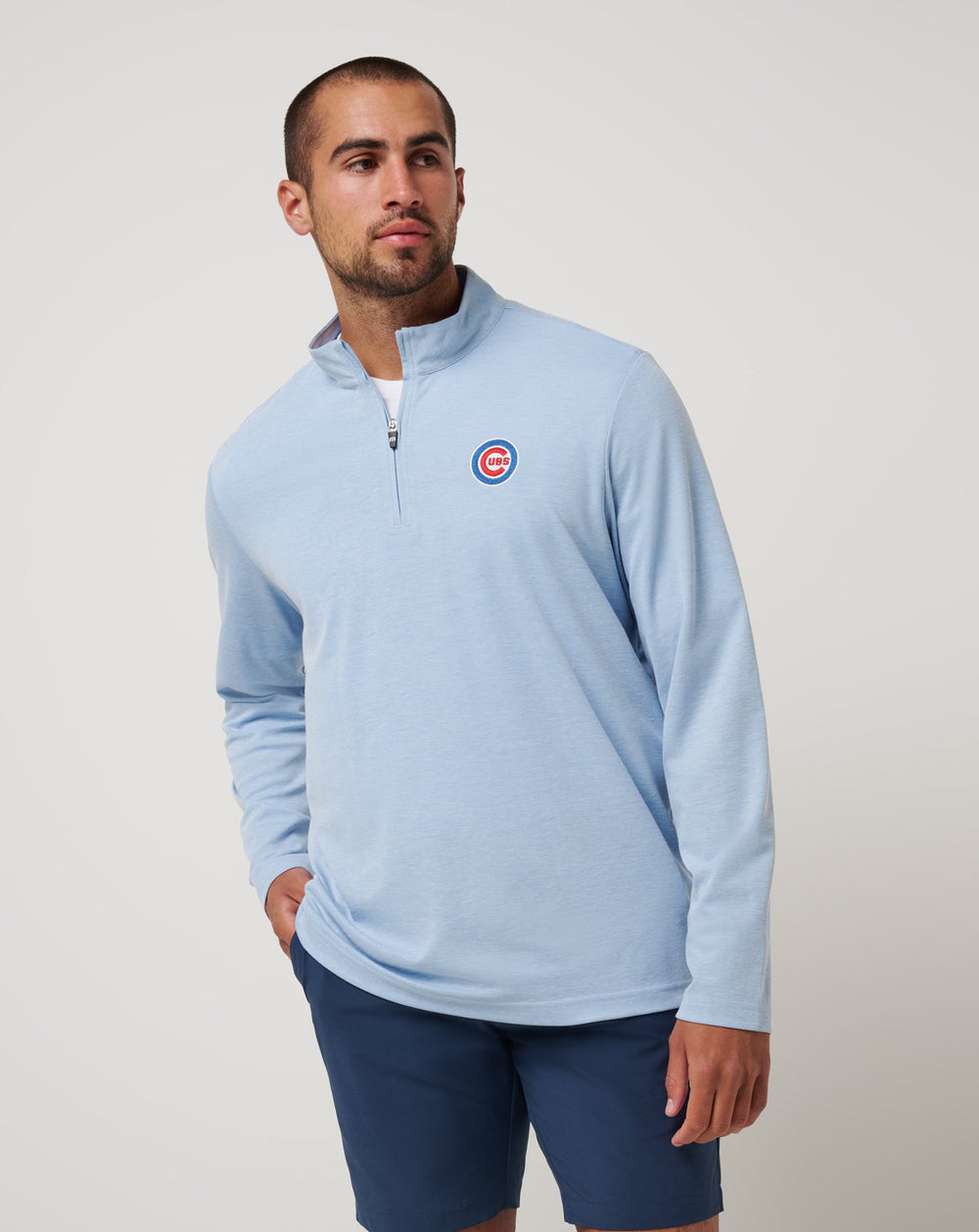 Chicago Cubs Time To Tailgate Quarter Zip Men|Game Day|New/Heather Blue