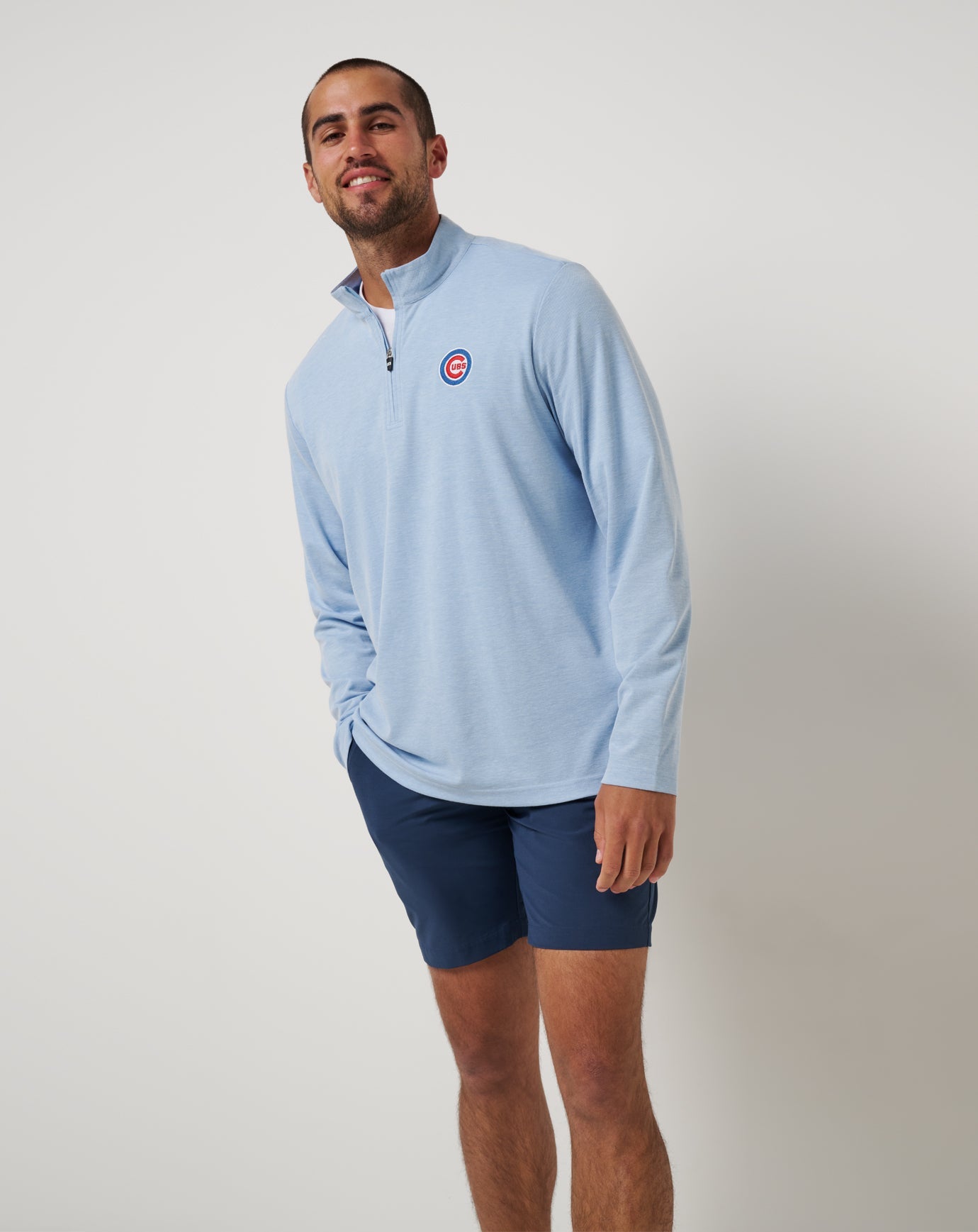 Chicago Cubs Time To Tailgate Quarter Zip Men|Game Day|New/Heather Blue