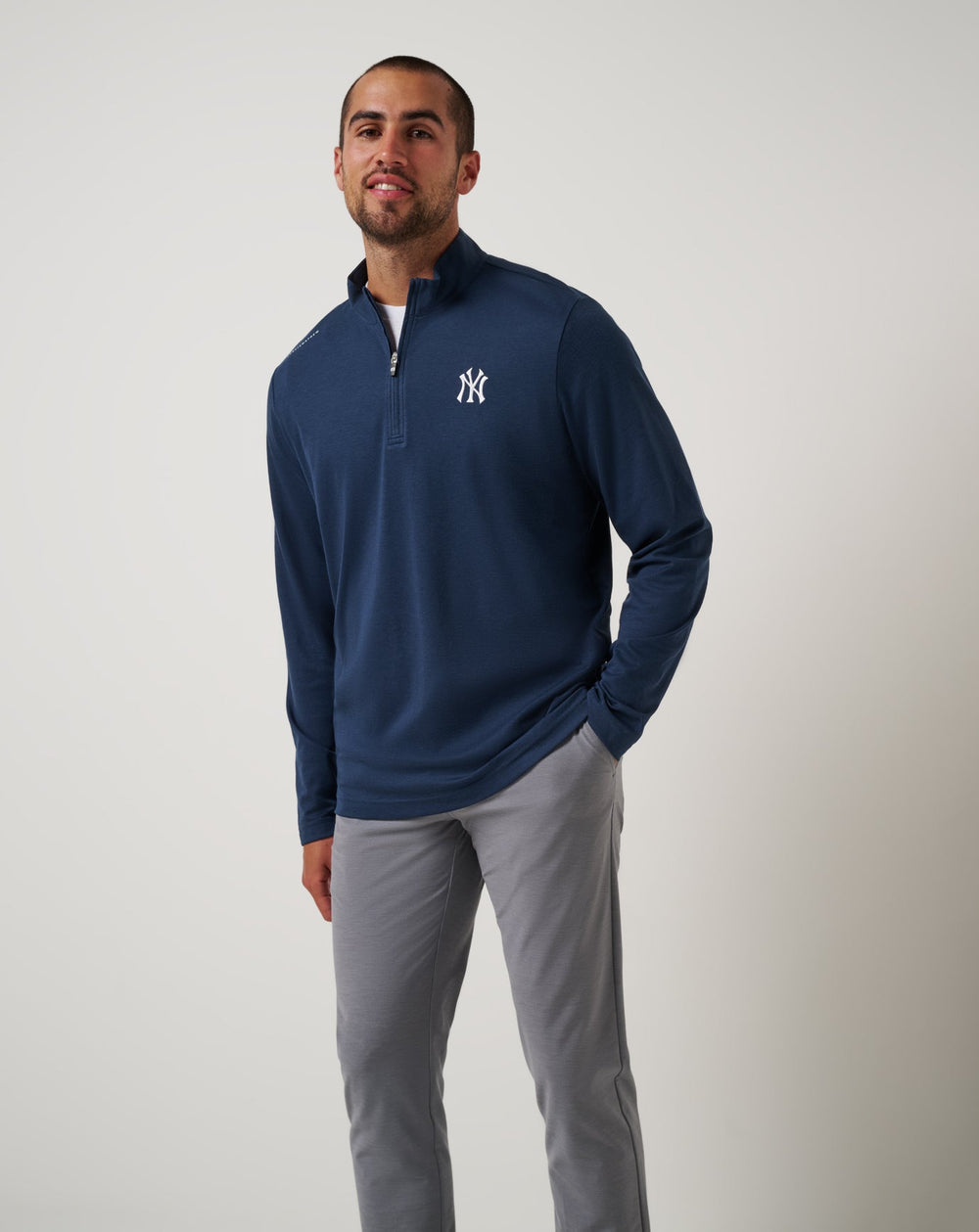 New York Yankees Time To Tailgate Quarter Zip Men|Game Day|New/Navy