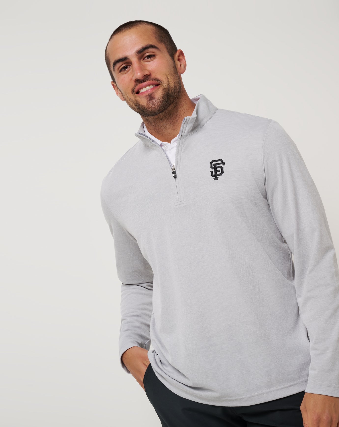 San Francisco Giants Time To Tailgate Quarter Zip Men|New/Heather Grey