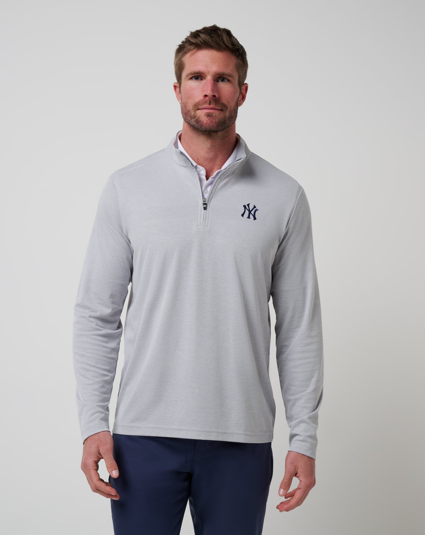 New York Yankees Time To Tailgate Quarter Zip Men|Game Day|New/Heather Grey