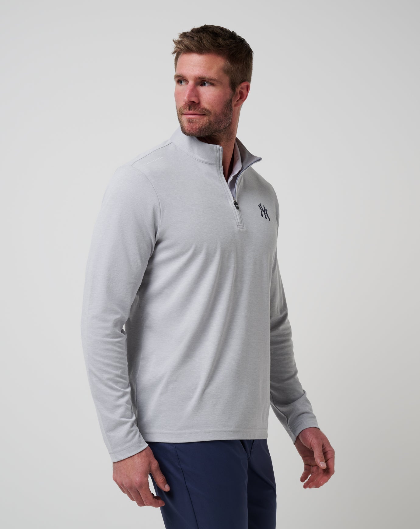 New York Yankees Time To Tailgate Quarter Zip Men|Game Day|New/Heather Grey
