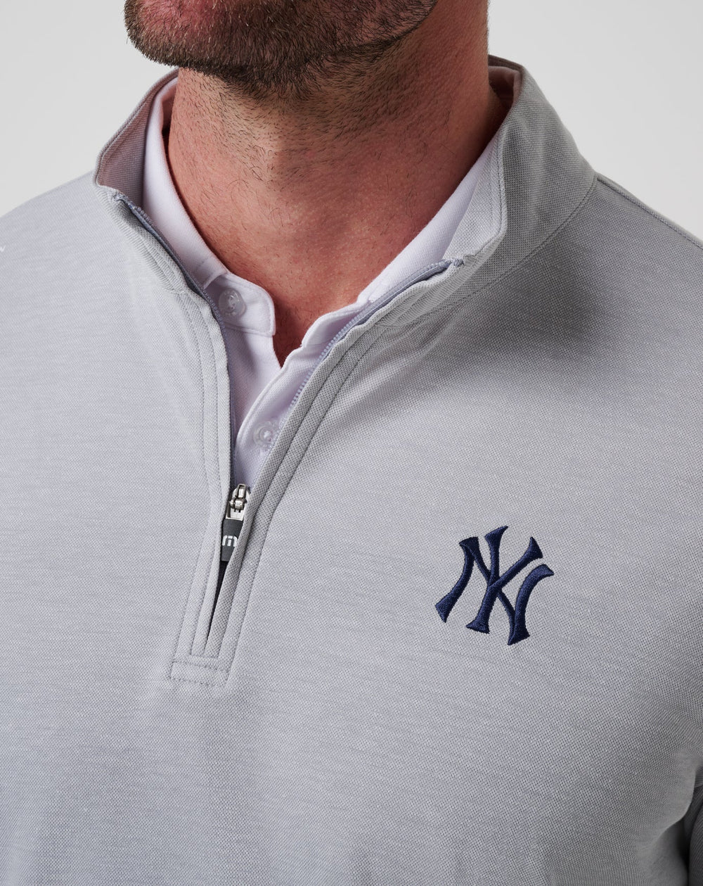 New York Yankees Time To Tailgate Quarter Zip Men|Game Day|New/Heather Grey