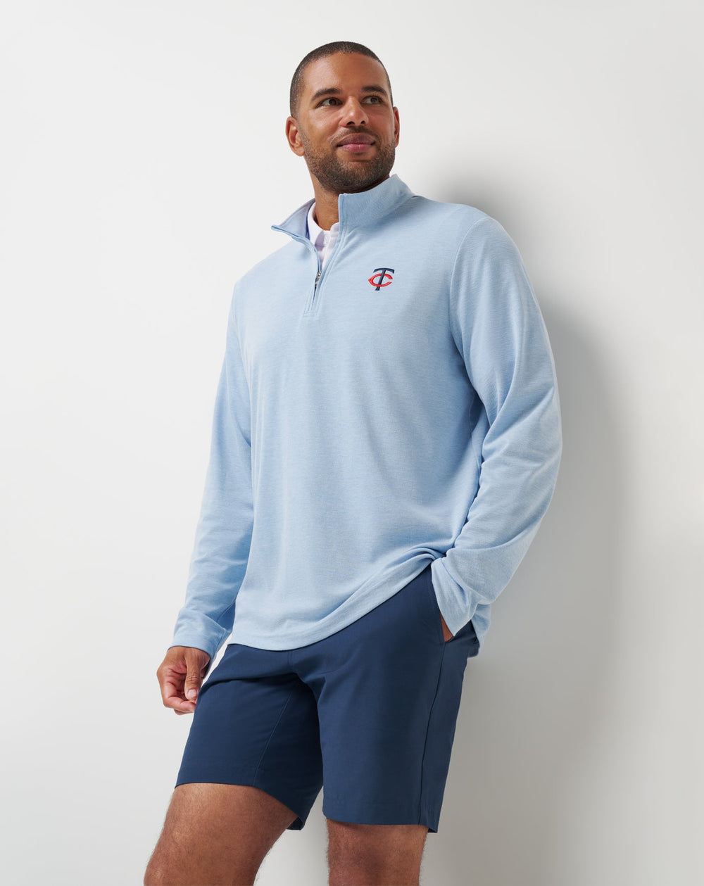 Minnesota Twins Time To Tailgate Quarter Zip Men|New/Heather Blue