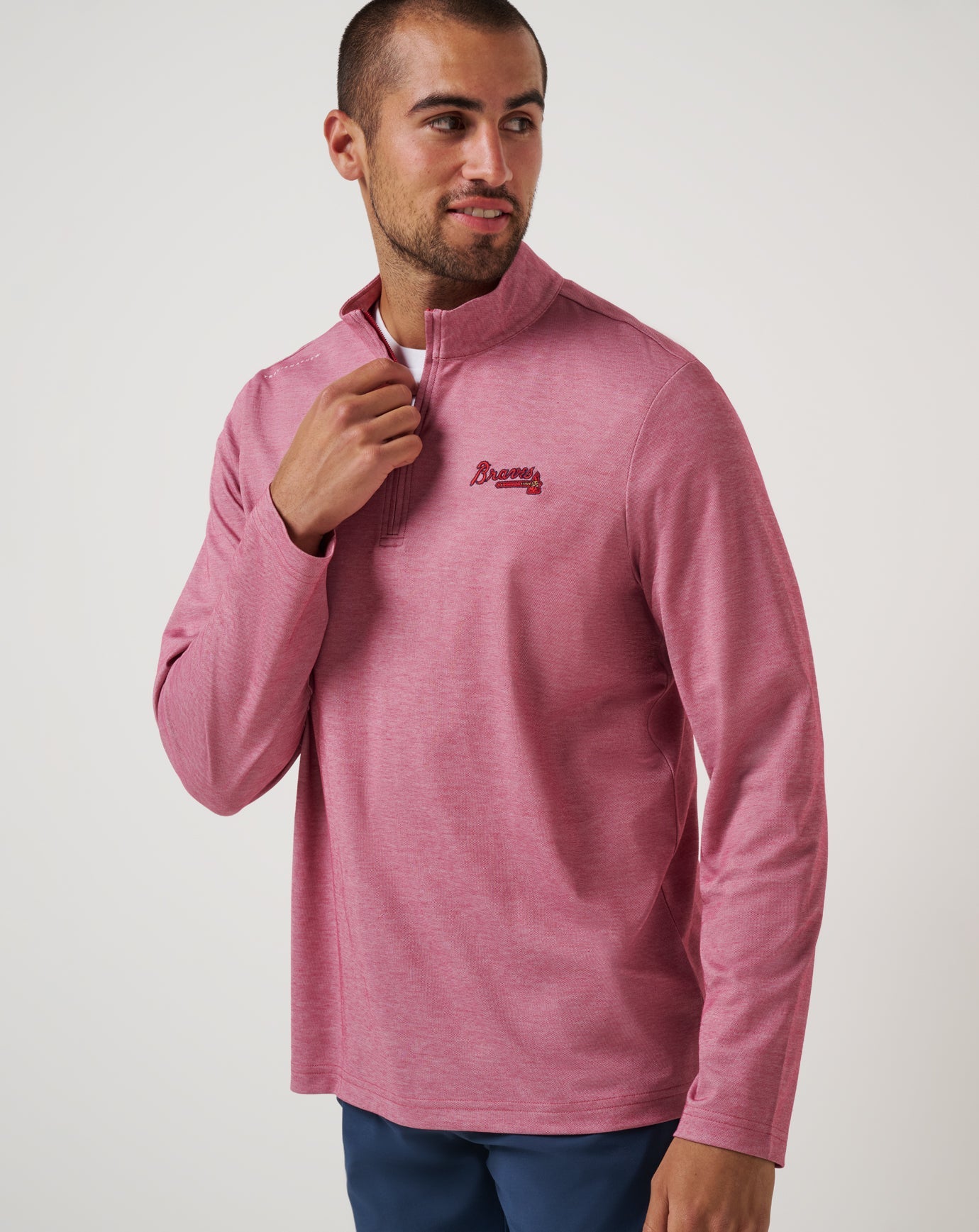 Atlanta Braves Time To Tailgate Quarter Zip Men|New/Heather Red
