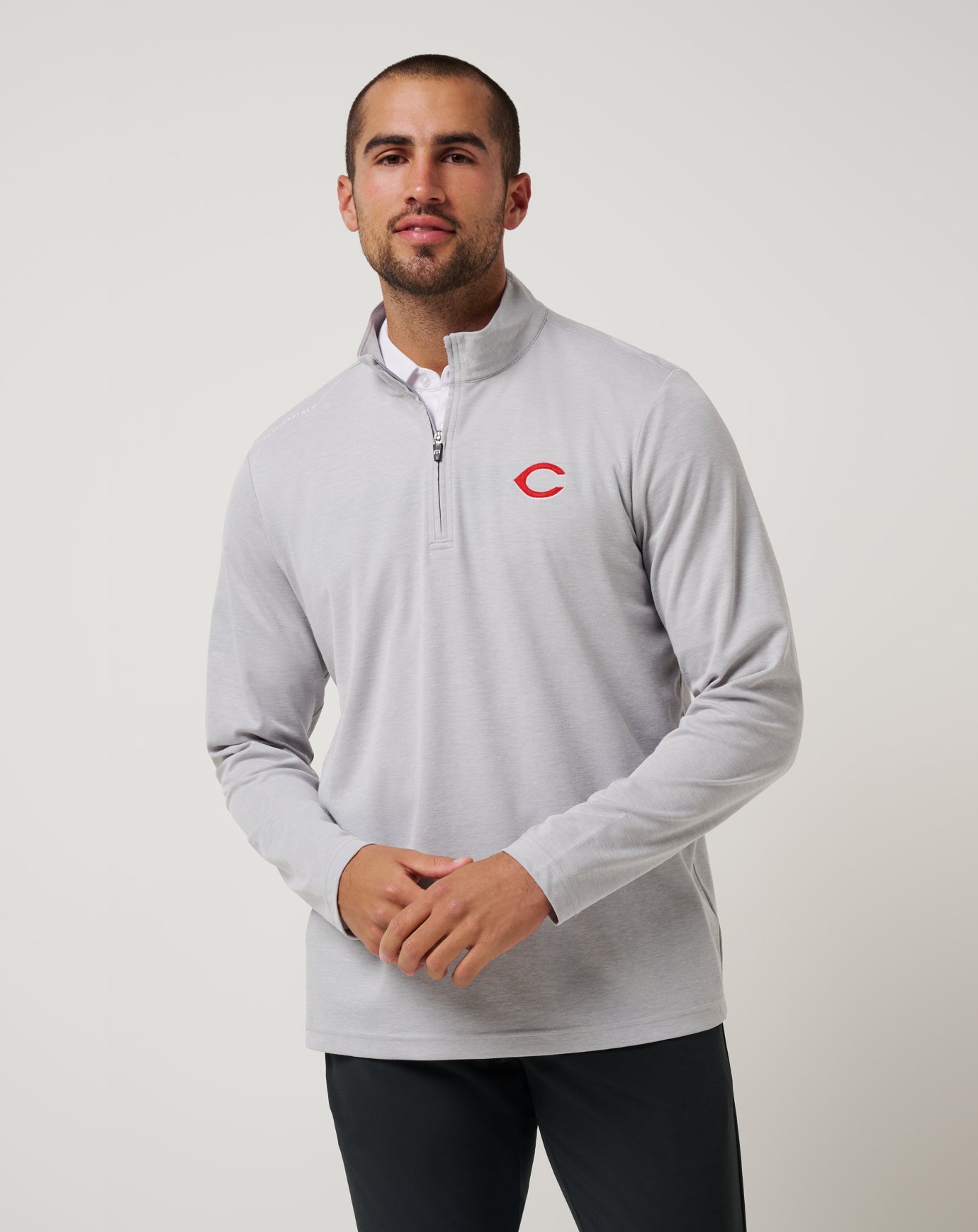 Cincinatti Reds Time To Tailgate Quarter Zip Men|New/Heather Grey
