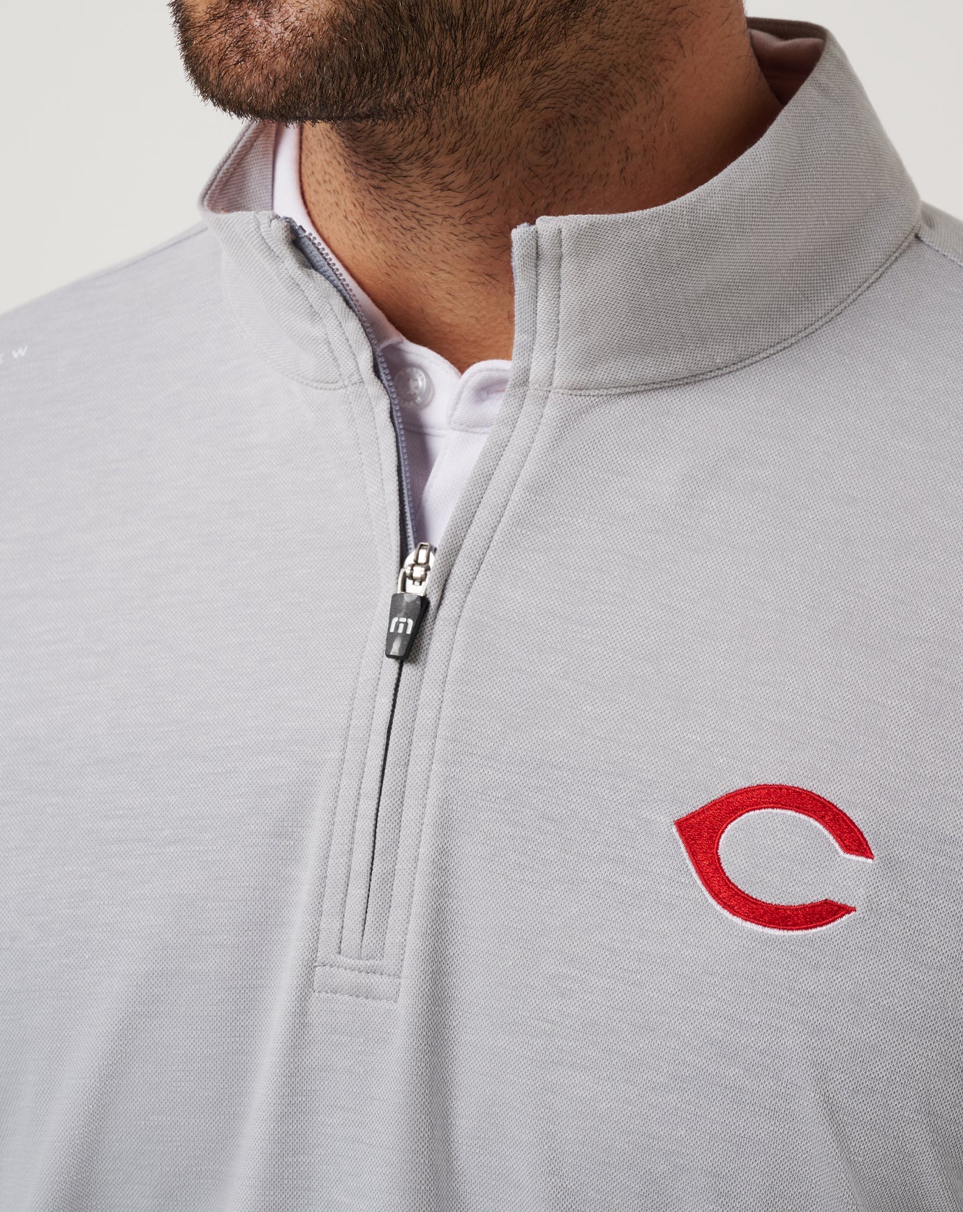 Cincinatti Reds Time To Tailgate Quarter Zip Men|New/Heather Grey
