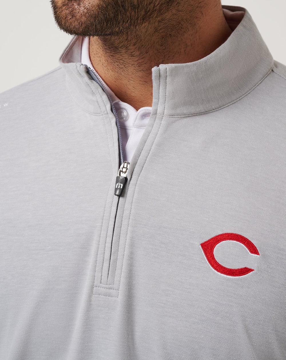 Cincinatti Reds Time To Tailgate Quarter Zip Men|New/Heather Grey