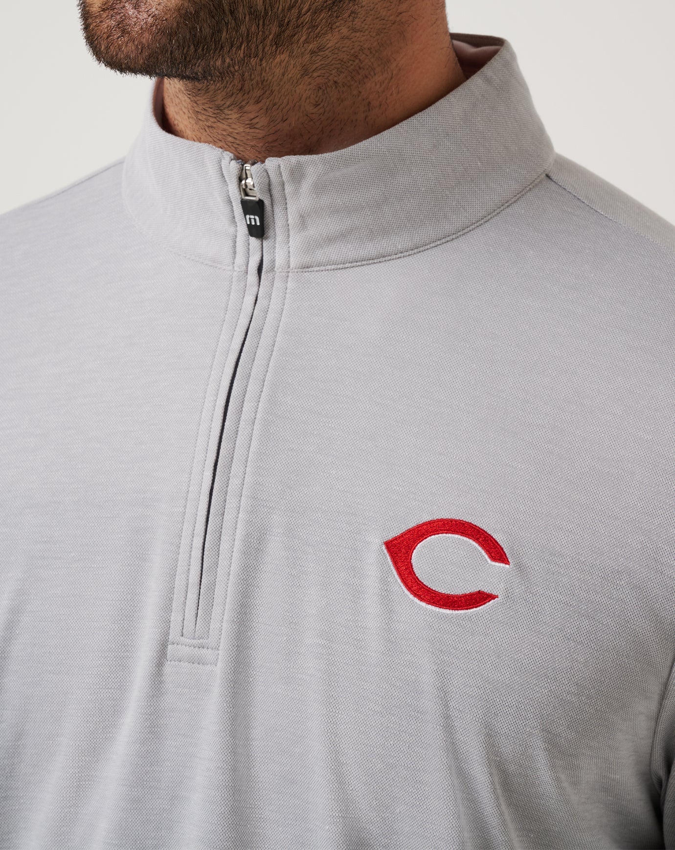 Cincinatti Reds Time To Tailgate Quarter Zip Men|New/Heather Grey