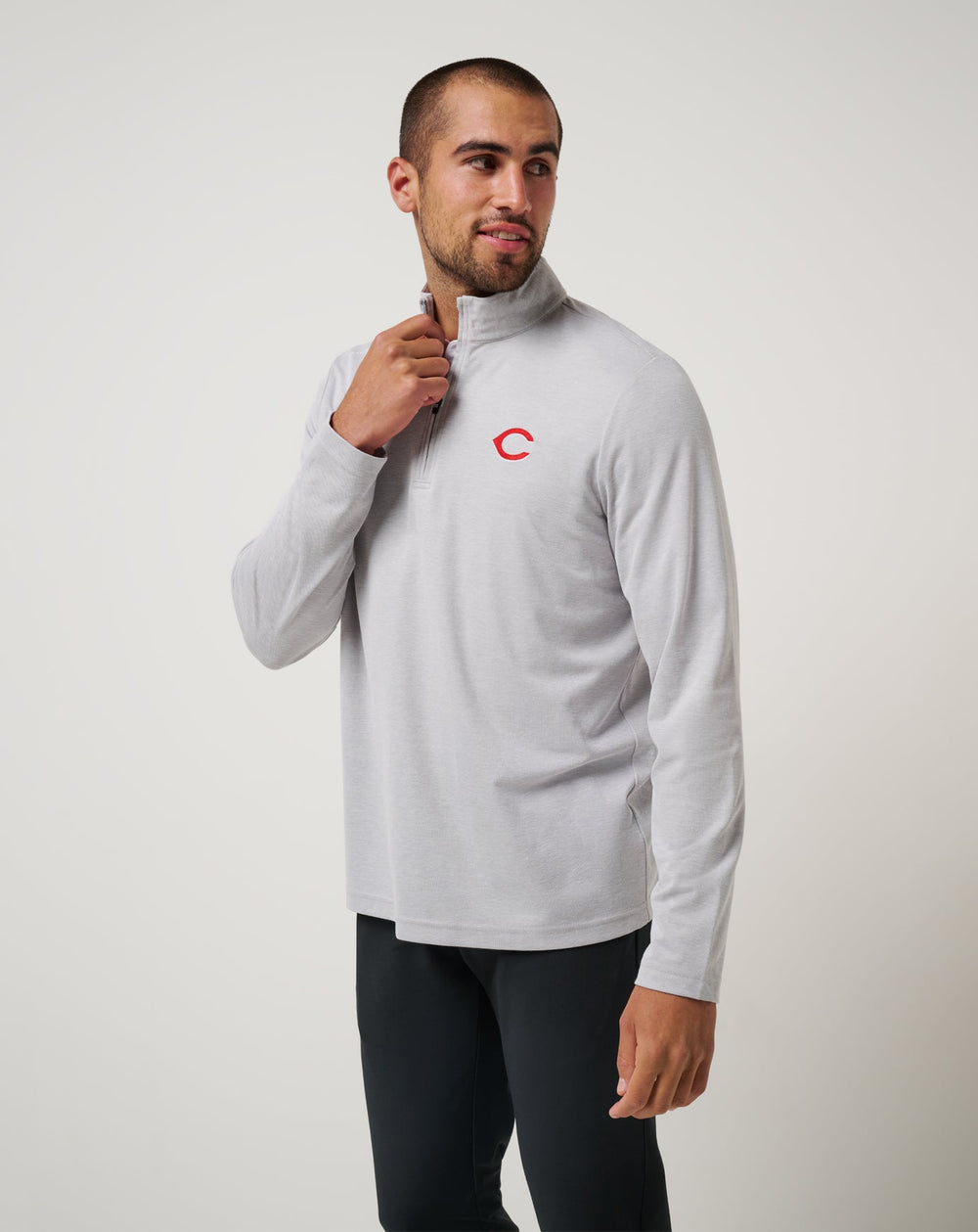 Cincinatti Reds Time To Tailgate Quarter Zip Men|New/Heather Grey