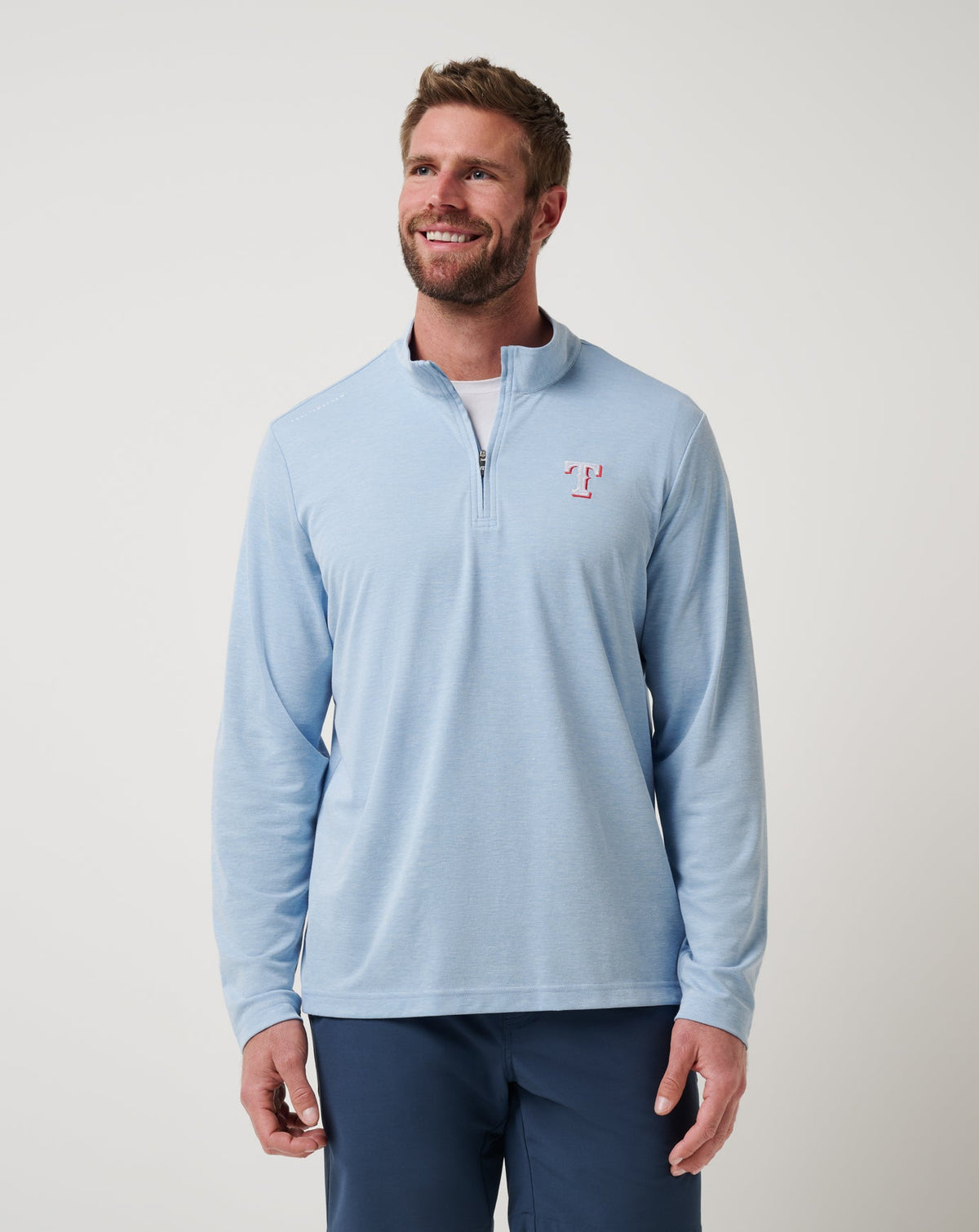 Texas Rangers Time To Tailgate Quarter Zip Men|New/Heather Blue