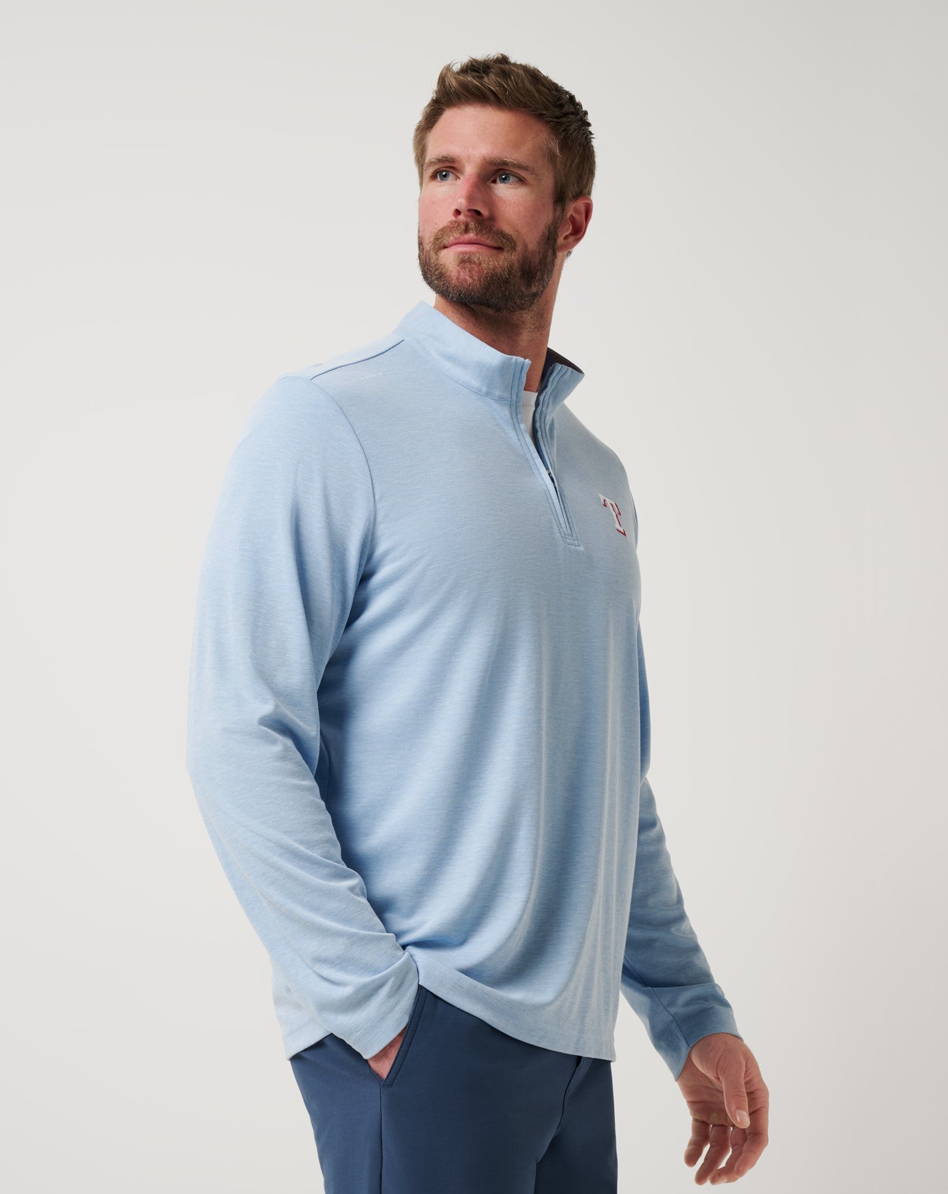 Texas Rangers Time To Tailgate Quarter Zip Men|New/Heather Blue