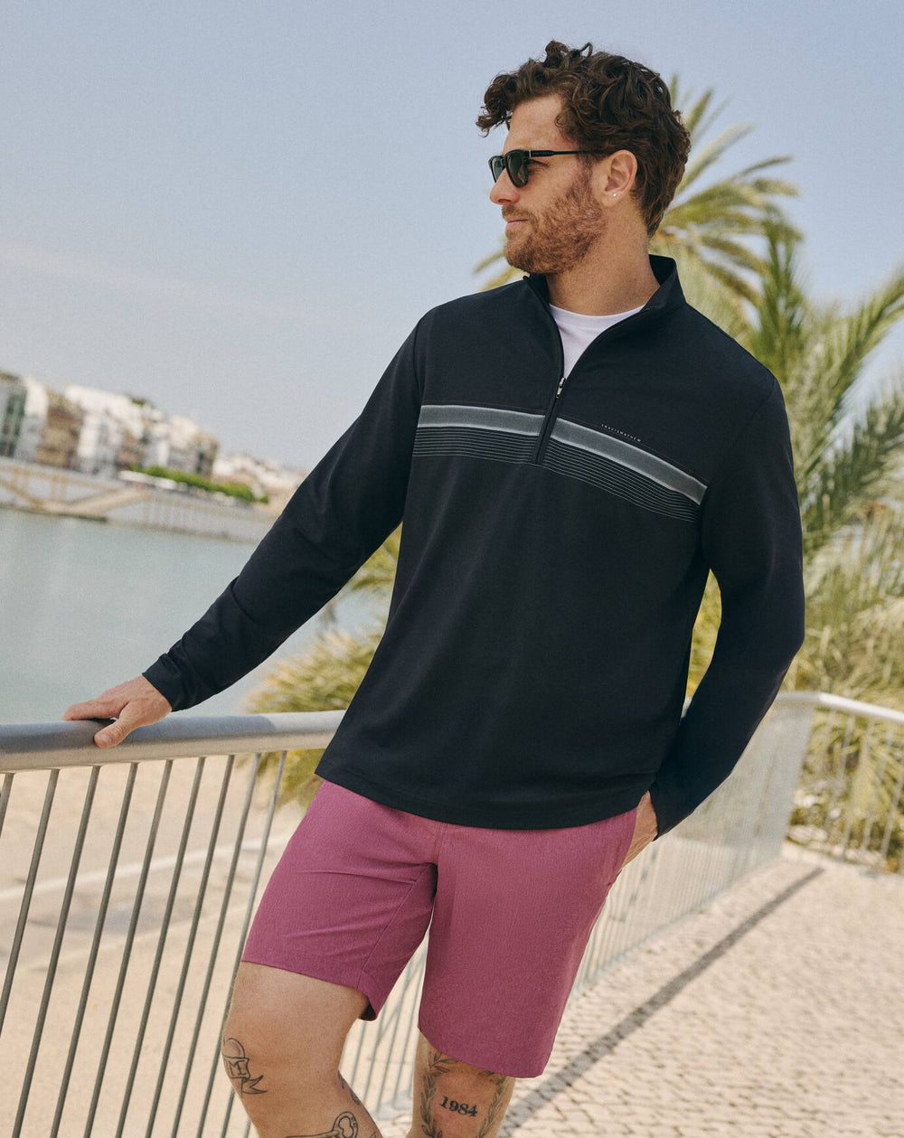 Nautical Adventure Quarter Zip Men|Golf/Black