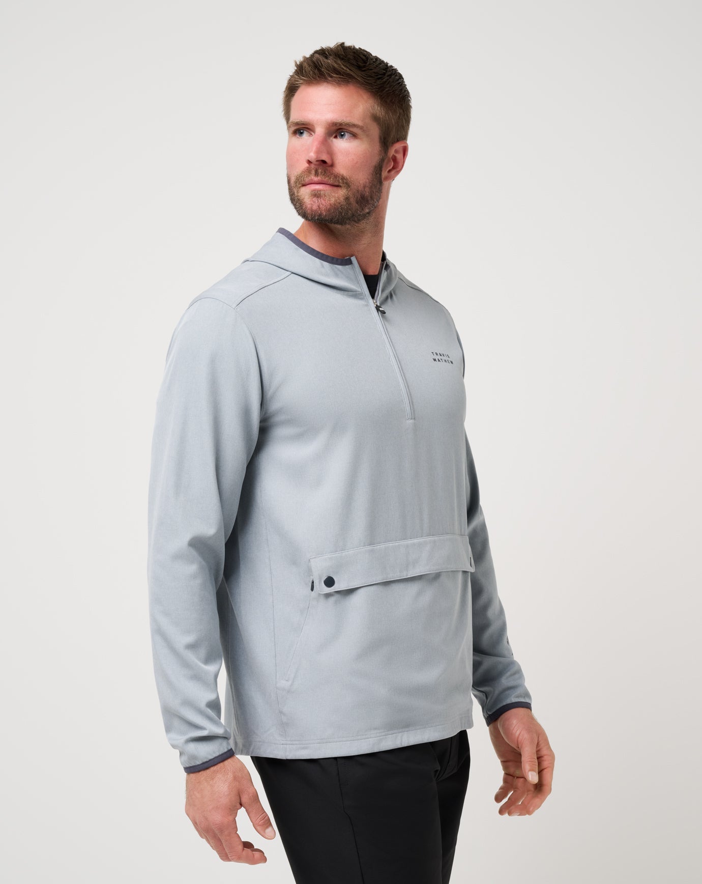 Out Of Pocket Hooded Quarter Zip Men|Golf/Heather Light Grey