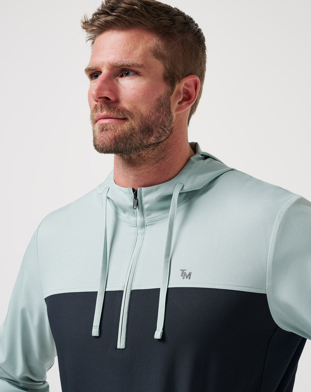 Coin Toss Quarter Zip Hoodie Men|New/Gray Mist