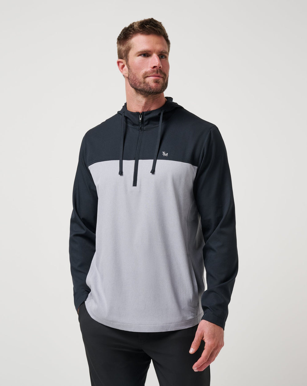 Coin Toss Quarter Zip Hoodie Men|New/Heather Light Grey