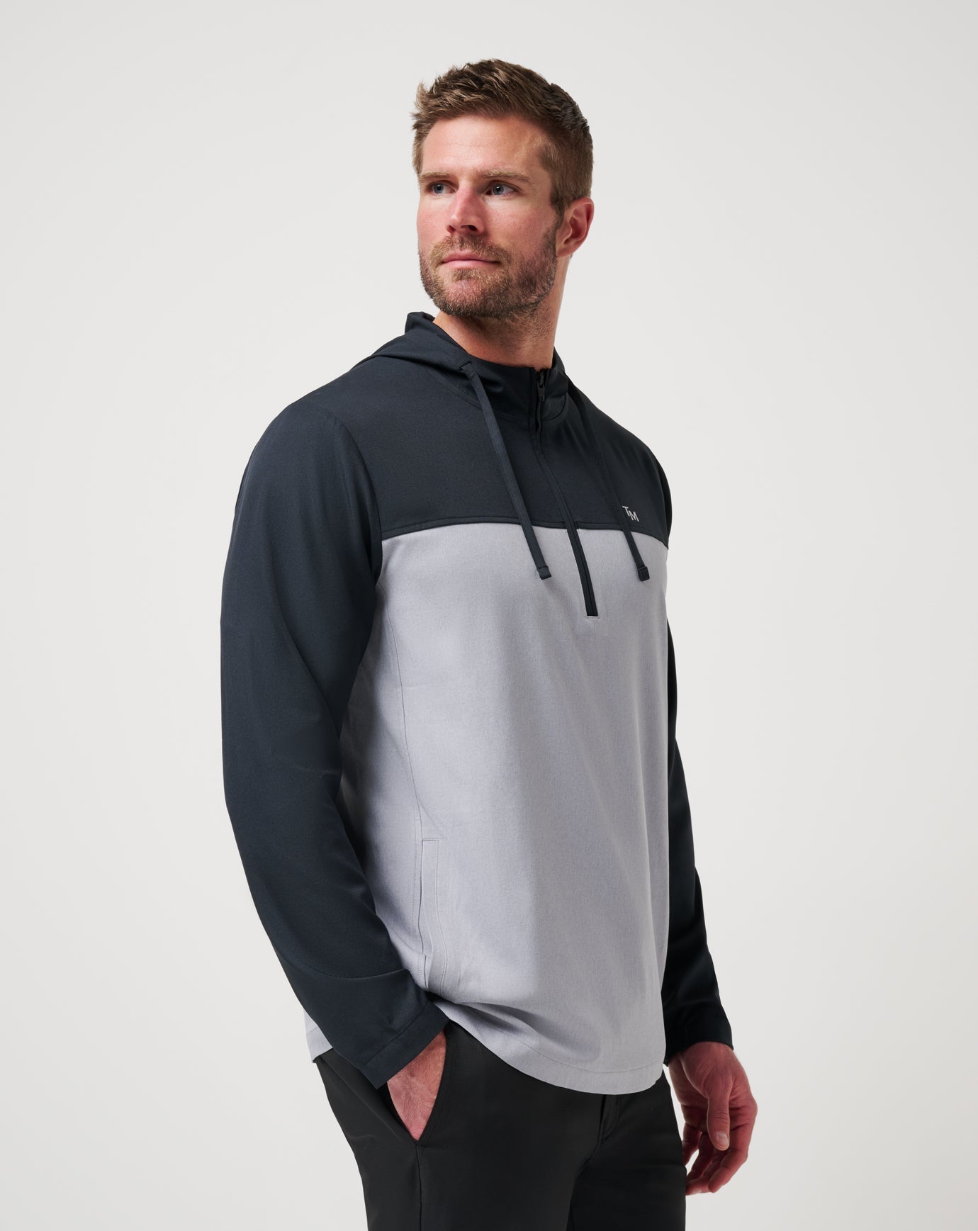 Coin Toss Quarter Zip Hoodie Men|New/Heather Light Grey