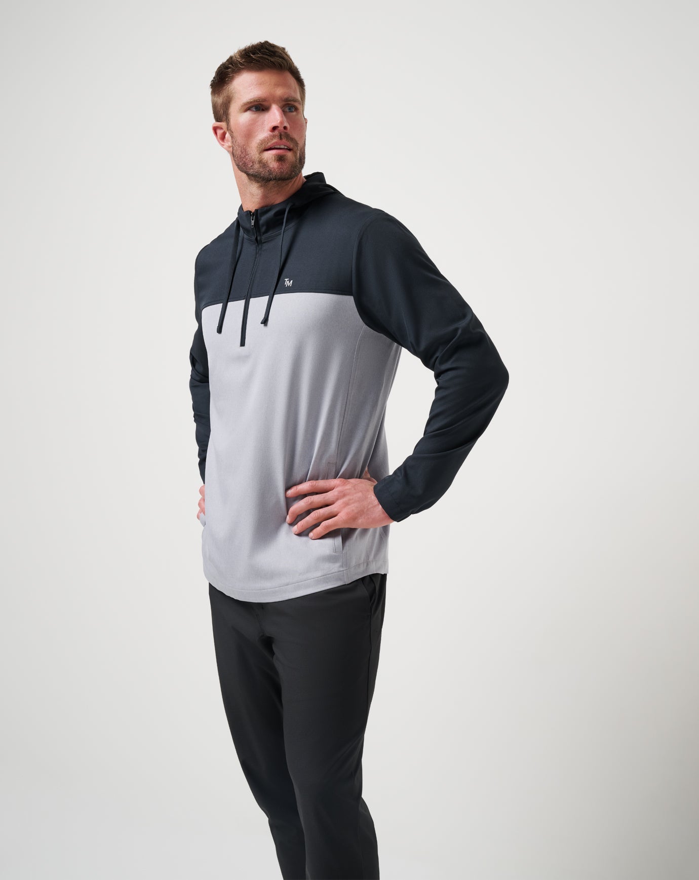 Coin Toss Quarter Zip Hoodie Men|New/Heather Light Grey