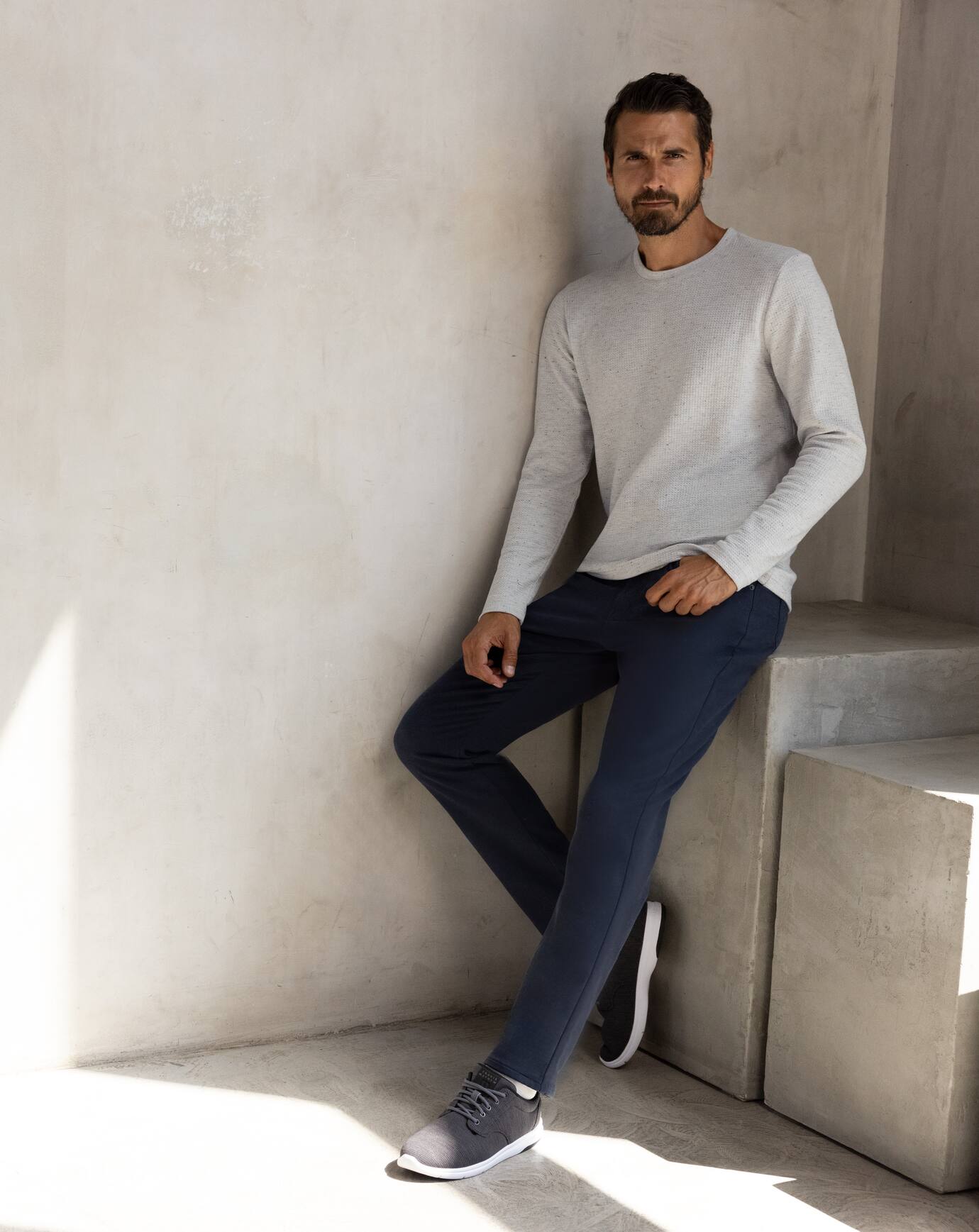Cloud Waffle Crew Men/Heather Light Grey