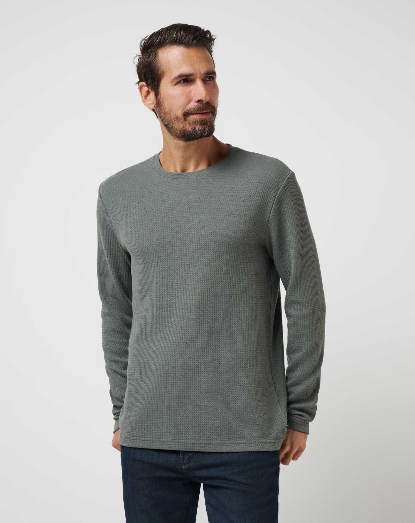 Cloud Waffle Crew Men/Dark Olive